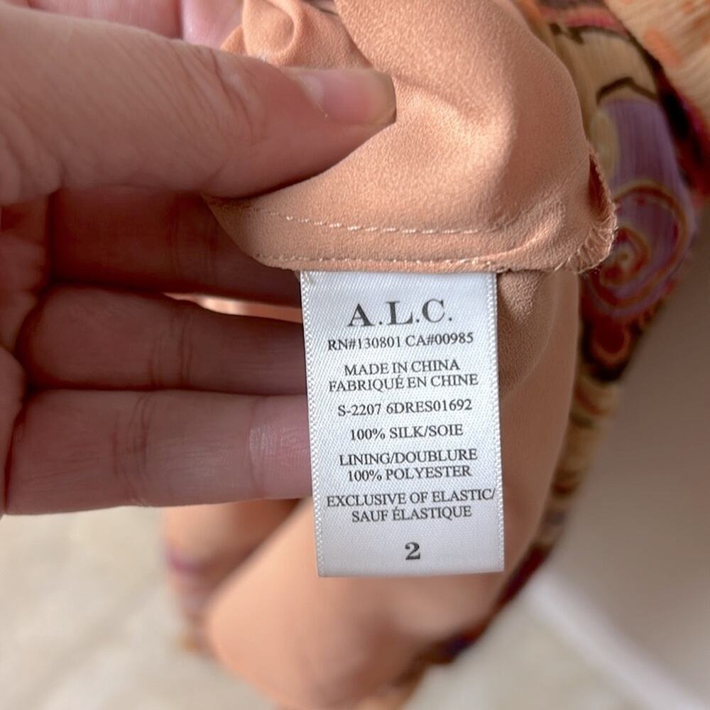 A.L.C. Lucia silk smocked waist asymmetrical hem dress - Picture 12 of 13